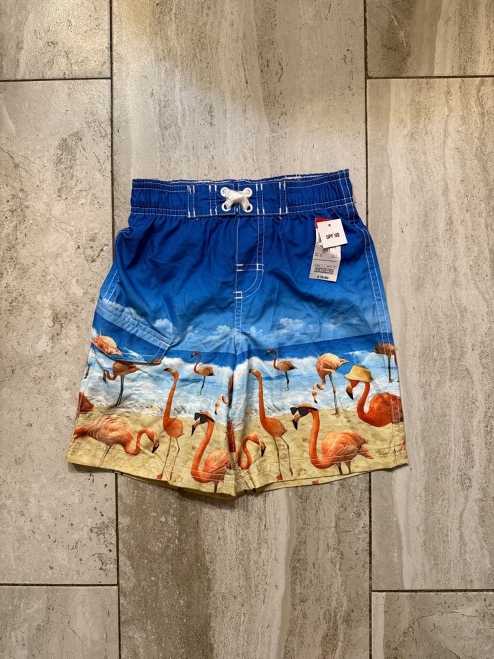 Joe Boxer Blue and Orange Flamingo Swim Shorts